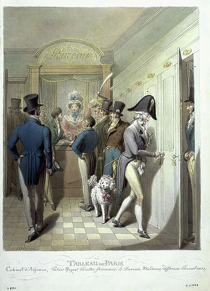 Water closets at the Office of the Theatre Francais, from Tableau de Paris, 1815-30 (w / c on paper)