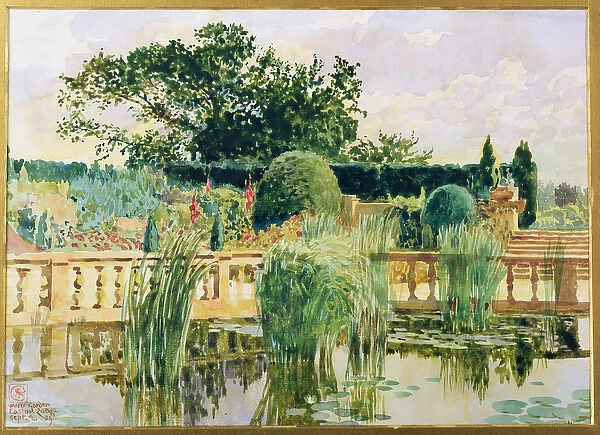 The Water Garden, Easton Lodge, near Great Dunmow, Essex, 1909 (w  /  c on paper)