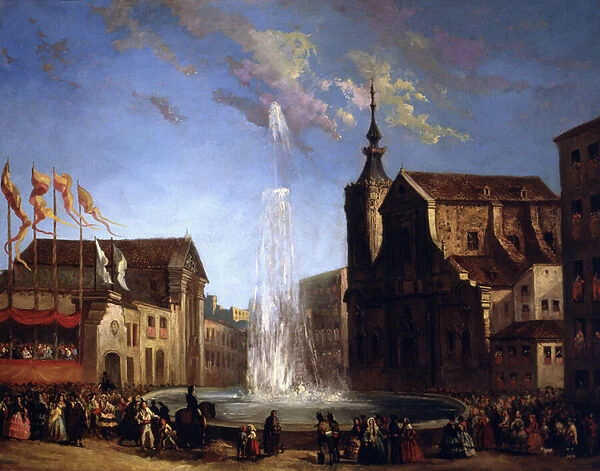 The Water Supply of Lozoya at the Fountain of the Calle de San Bernardo, 1858 (oil on canvas)