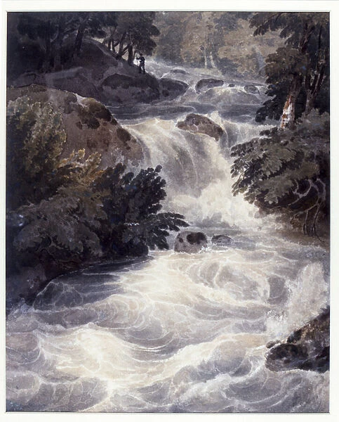 Waterfall at Ambleside, seen through a window, 1807 (w  /  c on paper)