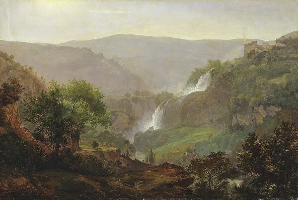 Waterfall near Tivoli, c. 1808 (oil on paper on canvas)