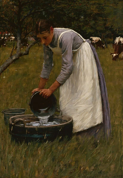 Watering the Cows (oil on canvas)