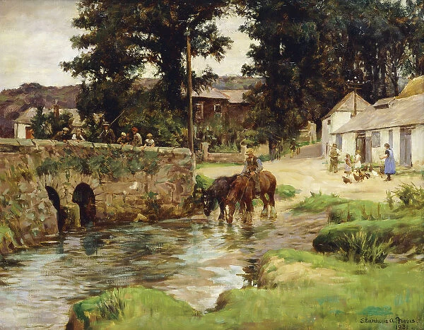 Watering the Horses in the Village Stream, 1931 (oil on canvas)