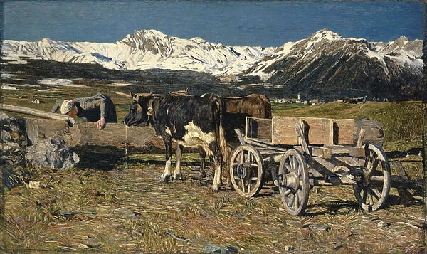 At the Watering Place (Cows in the Yoke), 1888 (oil on canvas)