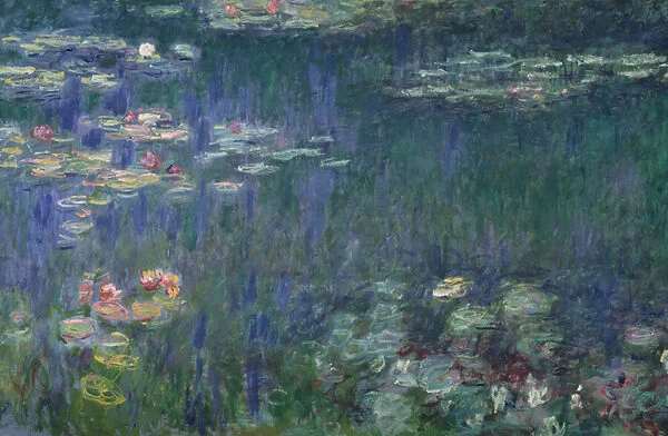 Waterlilies: Green Reflections, 1914-18 (left section) (oil on canvas