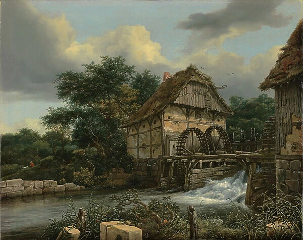 Two Watermills and an open Sluice, 1653 (oil on canvas)
