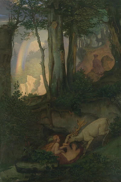 Waternymphs watering a stag, c. 1844-47 (oil on canvas)