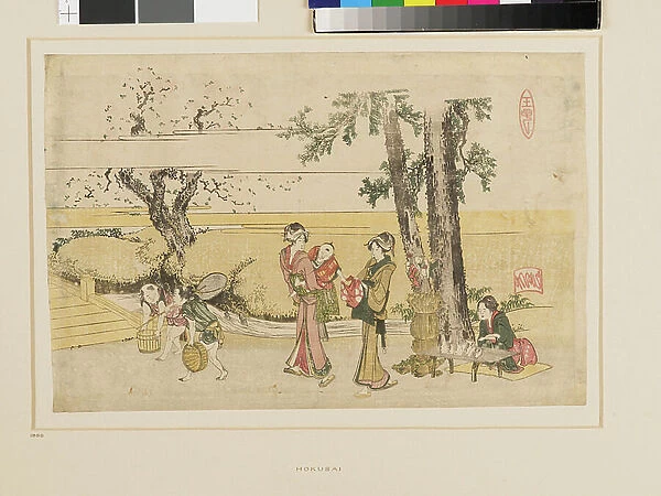 A wayside scene, Oji, 1801-1804 (colour woodcut)