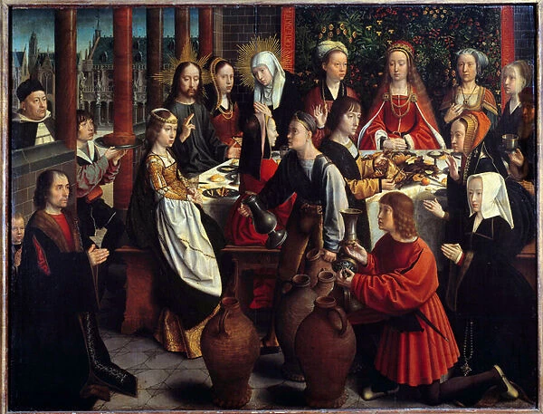 The Wedding of Cana The miracle of water turns into wine during a wedding banquet to