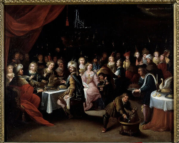 The wedding of Cana Painting by Hieronimus (Hieronymus or Jerome) Franck (1578-1628