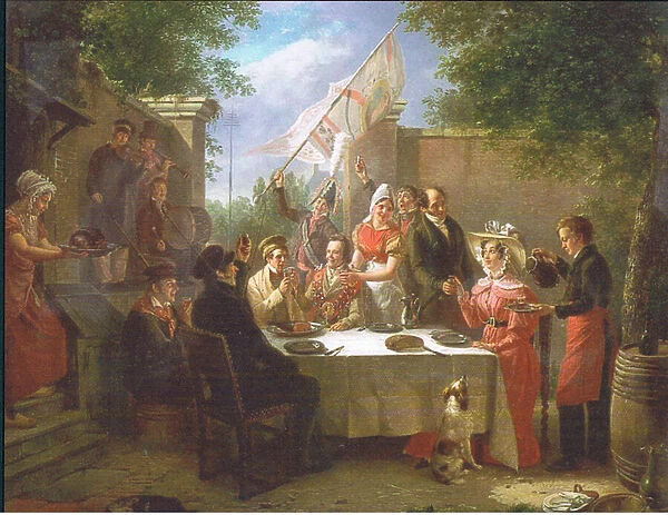 The wedding feast, from from magazine or book source unknown (colour litho)
