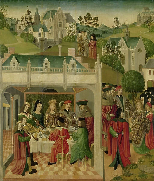 Wedding Feast of Saint Elizabeth of Hungary and Louis of Thuringia in the Wartburg, c. 1490-c. 1495 (oil on panel)
