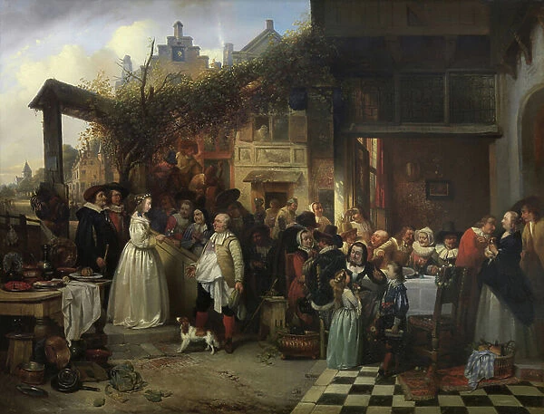 Wedding in Flanders in the Seventeenth Century (oil on panel)