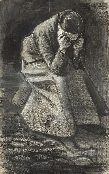 Weeping Woman, 1883 (black and white chalk, with brush and stumping