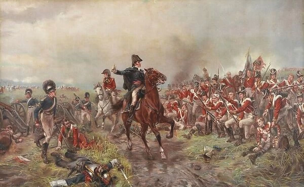 Wellington at Waterloo (colour litho)