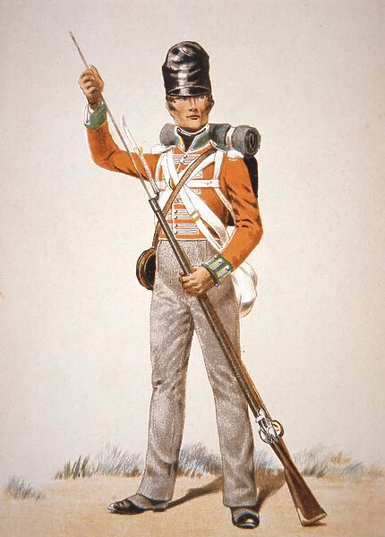 Wellingtons Army: soldier of the 69th Foot loading his Brown Bess