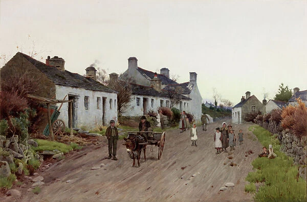 A Welsh Village - Evening, about 1890-1910 (Watercolour and gouache)