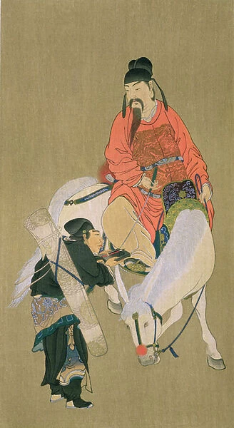 Wen Cheng Hsing, god of luck, illustration published in The Kokka magazine