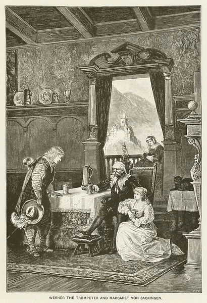 Werner the trumpeter and Margaret von Sackingen (engraving)