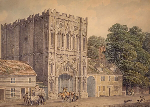 The West Front of the Abbey Gate, Bury St. Edmunds, 1788-1801 (w  /  c over pencil on paper)