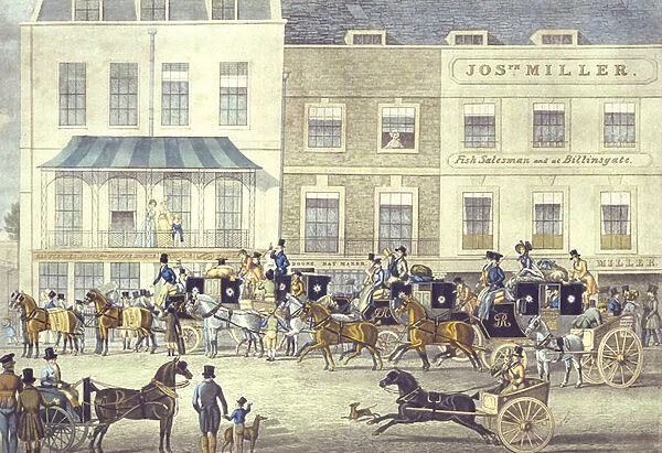 West Country Mail at the Gloucester Coffee House, Piccadilly, engraved by C