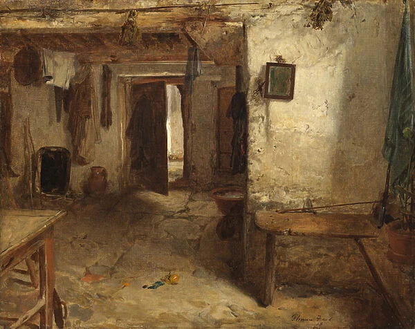 West Highland Cottage Interior (oil on canvas)