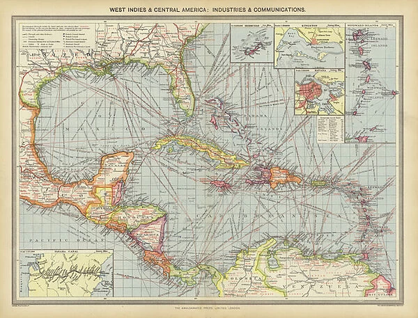 West Indies and Central America, Industries and Communications (colour litho)