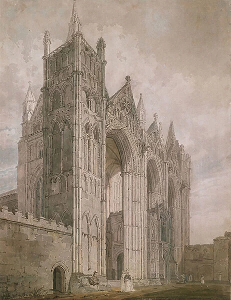 West Front of Peterborough Cathedral, 1794 (watercolour over indications in graphite)