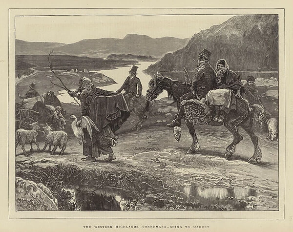 The Western Highlands, Connemara, going to Market (engraving)