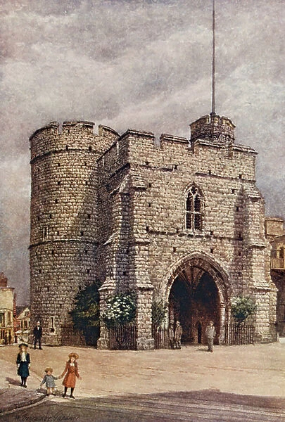 Westgate, Canterbury (colour litho)