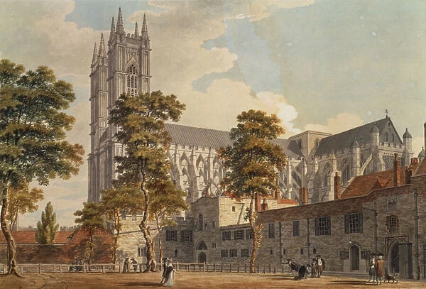 Westminster Abbey From The Schools, 1790-1792 (w  /  c over pencil on paper)