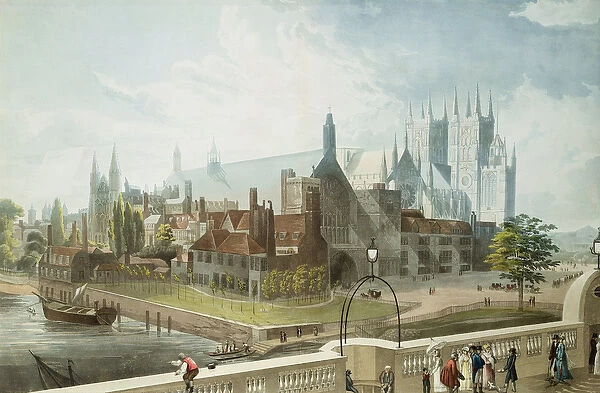 Westminster Hall and Abbey, engraved by Daniel Havell (1785-1826) published by Rudolph Ackermann