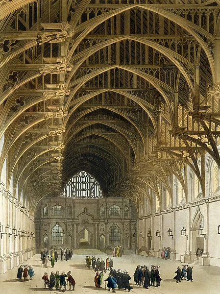 Westminster Hall, engraved by J. Bluck (fl. 1791-1831) pub. by R. Ackermann, 1809