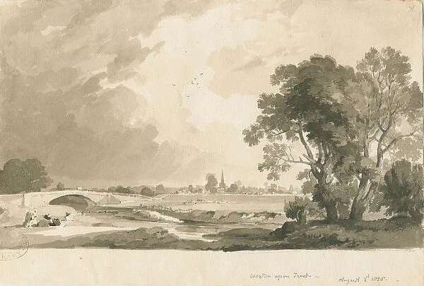 Weston-on-Trent - Distant View: sepia and pencil wash drawing, 2 Aug 1838 (drawing)