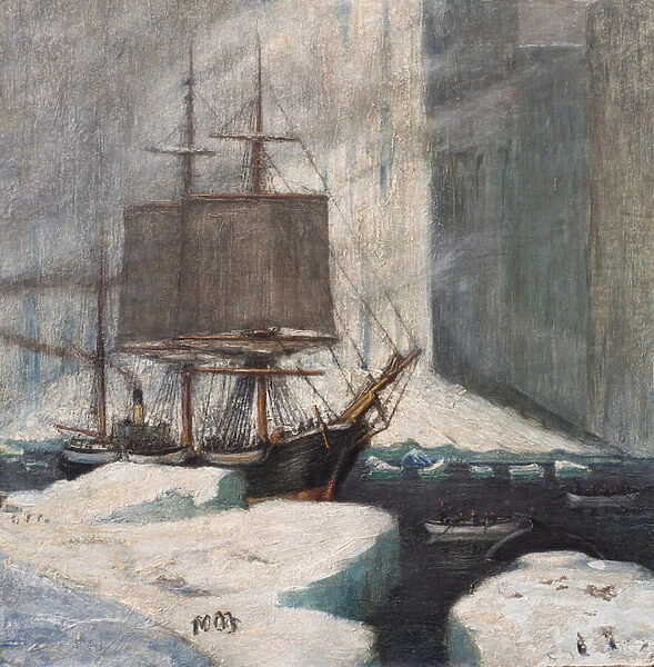 Whaler Moored to Ice, 1892-93 (oil on board)