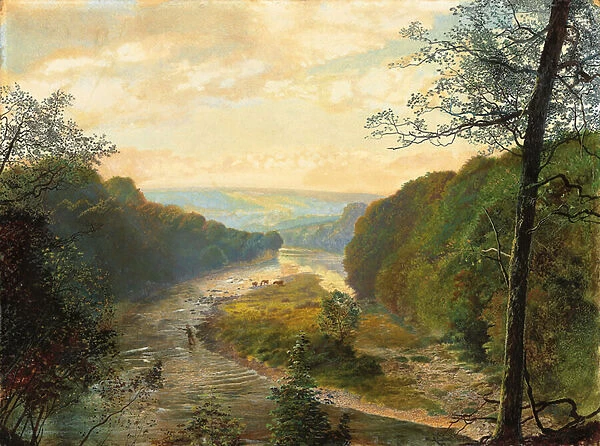The Wharfe Valley, with Barden Tower Beyond, 1870s (oil on paper)