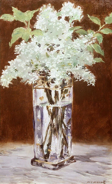 White Lilac in a Crystal Vase, 1882 (oil on canvas)