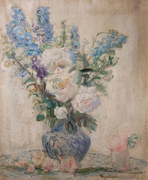 White Roses and Delphiniums, 1943 (oil on canvas)
