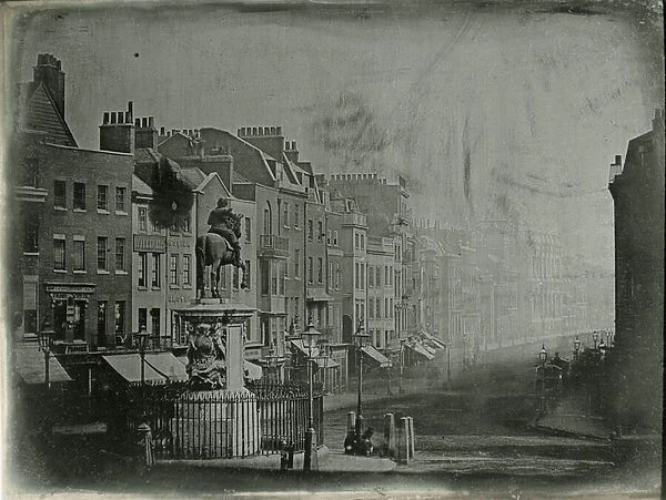 Whitehall and the statue of King Charles I (1600-49), London, c. 1852 (b  /  w photo)