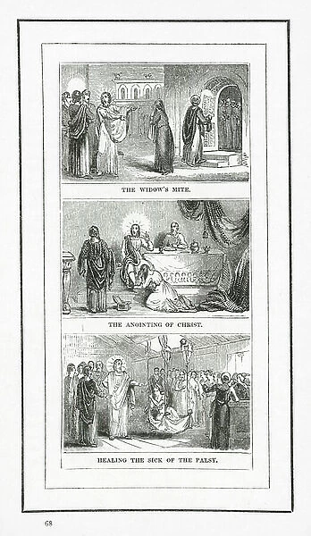 The Widow's Mite; The Anointing Of Christ; Healing The Sick Of The Palsy (engraving)