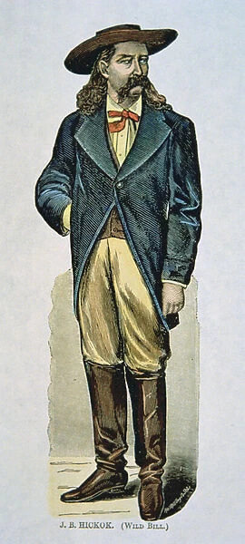 Wild Bill Hickok (1837-76) (colour woodcut)