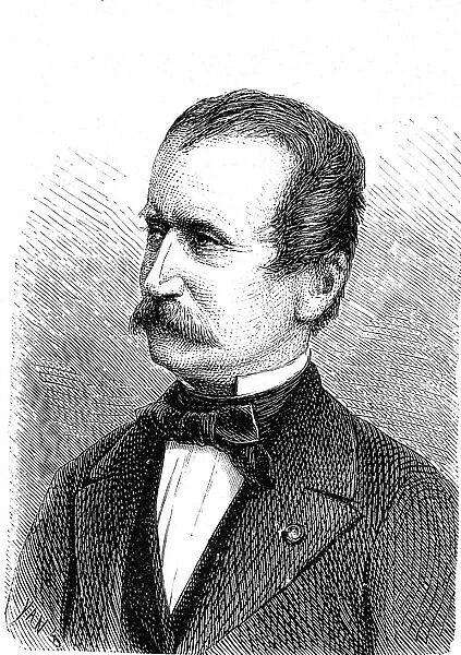 Wilhelm ENGERTH (1814-1884), Austrian engineer, designer of the first mountain locomotive. Engraving 1867
