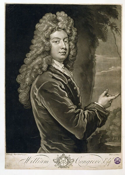 William Congreve (1670-1729), engraved by John Faber (1684-1756), 1733 (engraving)