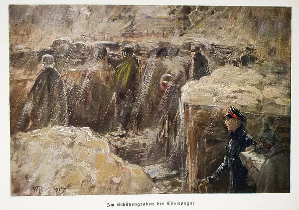 William, Crown Prince of Germany visiting the troops behind the lines in their trenches