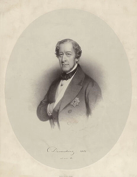 William George Spencer Cavendish, 6th Duke of Devonshire, 1852 (litho)