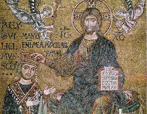 William II (1154-89) King of Sicily receiving a crown from Christ (mosaic)