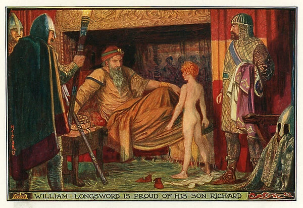 William Longsword is proud of his son Richard (colour litho)