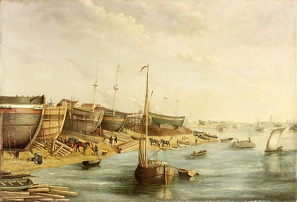 William Piles Shipyard, North Sands, c. 1830 (oil on canvas)