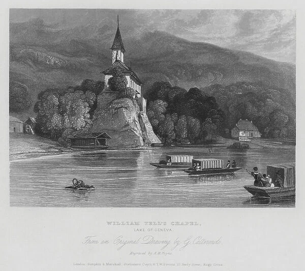 William Tells Chapel, Lake Geneva, Switzerland (engraving)