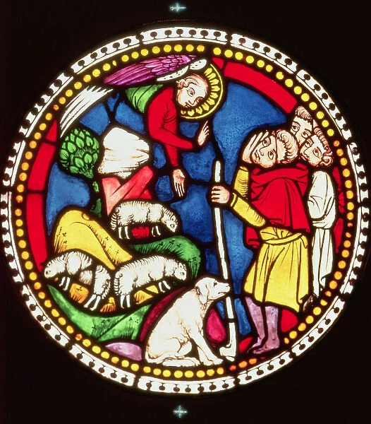Window depicting The Annunciation to the Shepherds, c. 1300 (stained glass)
